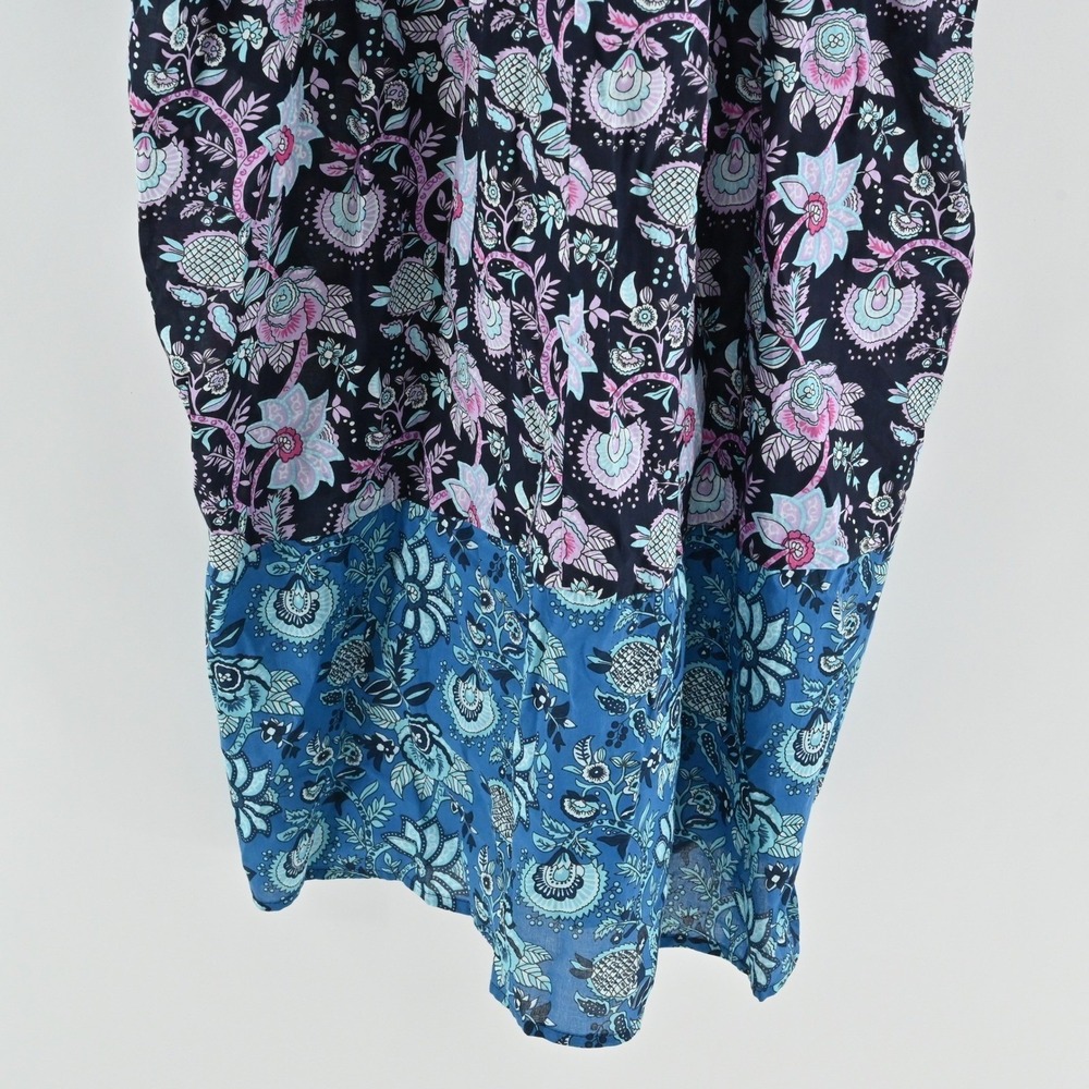 Millie Resort Travel Floral Dress Size L Blue Paisley Bohemian Cotton India Boho - Picture 12 of 13
